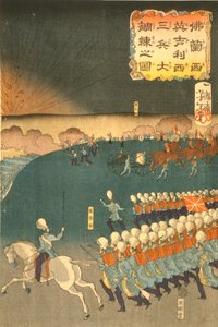 Französische und britische Truppen bei militärischen Trainingsmanövern, Yokohama, Japan von Japanese School