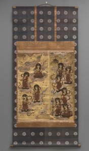 Wandmalerei: Abstieg von fünfundzwanzig Bodhisattvas (Begleiter der Amitabha-Triade), 18. Jahrhundert von Japanese School