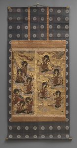 Wandmalerei: Abstieg von fünfundzwanzig Bodhisattvas (Begleiter der Amitabha-Triade), 18. Jahrhundert von Japanese School