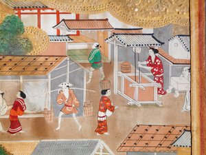 Osakazu Byobu - Japanischer achtteiliger Wandschirm von Japanese School