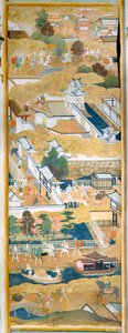 Osakazu Byobu - Japanischer achtteiliger Wandschirm von Japanese School