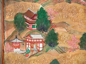 Osakazu Byobu - Japanischer achtteiliger Faltbildschirm