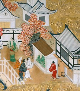 Osakazu Byobu - Japanischer achtteiliger Paravent von Japanese School