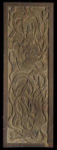 Tafel mit Flachrelief-Schnitzerei buddhistischer Apsaras
