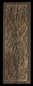 Tafel mit Flachrelief-Schnitzerei buddhistischer Apsaras
