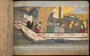 Passagiere auf einem chinesischen Boot, Illustration aus dem 