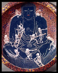 Teller mit Buddha und zehn Skeletten (Detail)