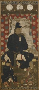 Porträt von Fujiwara no Kamatari (614-669) begleitet von zwei Söhnen, Muromachi-Periode von Japanese School