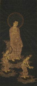Willkommener Abstieg der Amida-Buddha-Triade von Japanese School