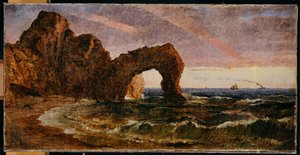 Sonnenuntergang in Etretat, 1894 von Jasper Francis Cropsey