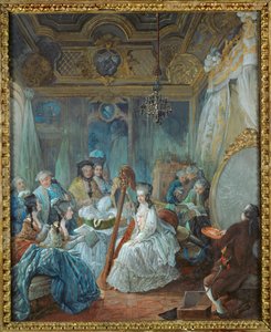 Marie-Antoinette in ihren Gemächern in Versailles, umgeben von Mitgliedern ihres Hofes