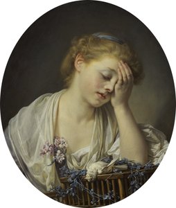 Ein Mädchen mit einem toten Kanarienvogel