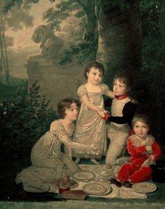 Vier Kinder von Joachim Murat und Caroline Bonaparte (von links, Letizia