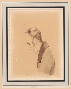 Halbfigurenporträt eines Mannes im Profil nach rechts - Selbstporträt des Künstlers im hohen Alter von Jean-Baptiste Isabey