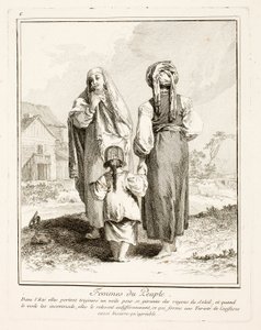 Frauen des Volkes, Tafel sechs aus Divers Habillements des Peuples du Nord von Jean-Baptiste Le Prince