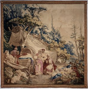 Das Freiluftbankett, Vorhang russische Spiele, (Detail)
