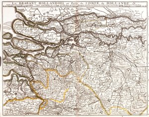 Karte von Nordbrabant und einem Teil der Grafschaft Holland (Niederlande)