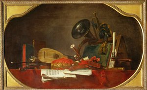 Die Attribute der Musik, Begleitstück zu 40-12-16/28, eines von drei Supraporten für das Schloss Choisy