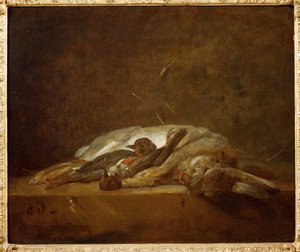 Ein Hase, zwei tote Drosseln von Jean-Baptiste Simeon Chardin