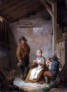 Bauern in ihrer Hütte