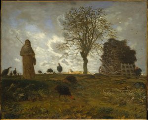 Herbstlandschaft mit einer Truthahnschar