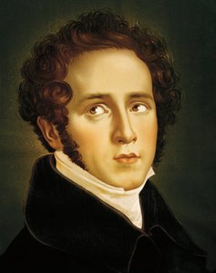 Italien, Catania, Porträt des italienischen Opernkomponisten Vincenzo Bellini von Jean Francois Millet