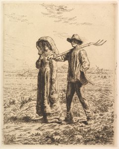 Bauern auf dem Weg zur Arbeit