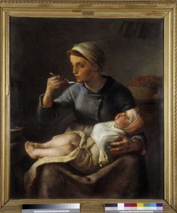 Frau füttert ihr Kind (Le porridge) von Jean Francois Millet