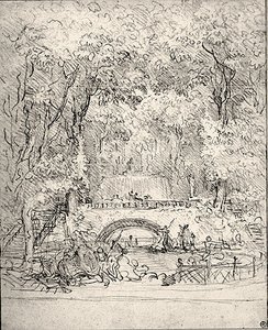 Wasserfall in einem Garten