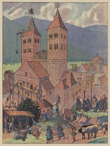 Bau der Abtei Murbach bei Guebwiller, Elsass