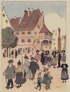 Deutsche Touristen in einem elsässischen Dorf