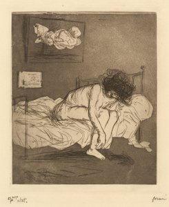 Frau zieht ihren Strumpf an von Jean-Louis Forain
