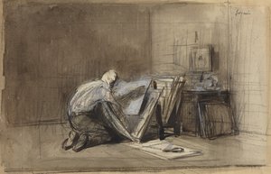 a) Druckkenner (recto); b) Skizze eines Druckkenners (verso) von Jean-Louis Forain