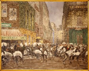 Die Veröffentlichung der Abendzeitungen, Rue du Croissant im Jahr 1914, zeigt die Aktivitäten der Presse im 2. Arrondissement von Paris von Jean Louis Lefort