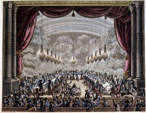 Französische Revolution: Bankett der Wachen in Paris, ca. 1750-1800 (Gravur) von Jean (after) Duplessis Bertaux