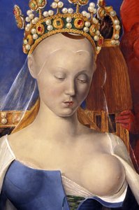 Detail der stillenden Jungfrau dargestellt als Agnes Sorel (nach der Jungfrau von Antwerpen, von Jean Fouquet, ca. 1452-1455) von Jean (after) Fouquet