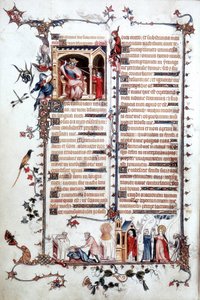 Ms Lat 10483 fol.24v David vor Saul, aus dem Belleville-Brevier, ca. 1323-26 (Pergament)