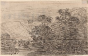 Sonnenuntergang über einem Bergsee von Jean Antoine Linck