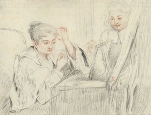 Rosalba Carriera (?) bei ihrer Toilette von Jean Antoine Watteau (possibly)