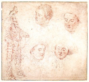 Eine Figur und vier Köpfe