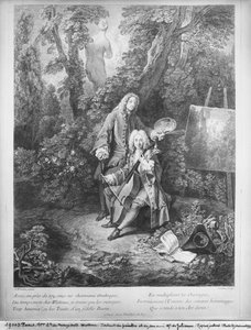 Jean Antoine Watteau und sein Freund Monsieur de Julienne, graviert von Nicolas Henri Tardieu von Jean Antoine Watteau
