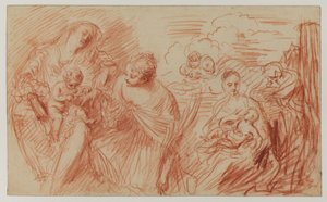 Blatt mit Studien nach alten Meistern von Jean Antoine Watteau