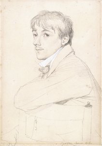 Jean-Louis Provost, sitzend und seinen linken Arm auf die Rückenlehne eines Stuhls stützend, 1813 von Jean Auguste Dominique Ingres