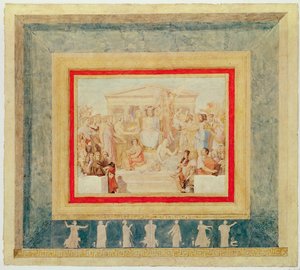 Die Apotheose des Homer, Entwurf für die Decke des Louvre, 1826-27 von Jean Auguste Dominique Ingres