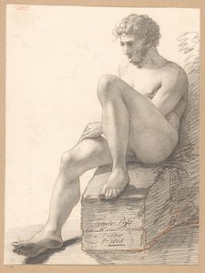 Sitzender männlicher Akt von vorne gesehen (2. Preis 1808) von Jean Augustin Daiwaille