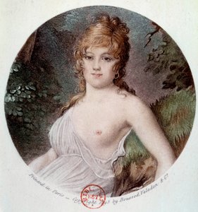 Porträt von Madame Tallian, geborene Cabarrus, Prinzessin von Caraman - Chimay (1773-1835) genannt Notre Dame de Thermidor. Lithographie nach Jean-Baptiste Isabey