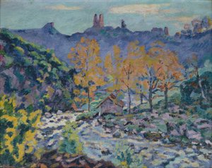Die Mühle von Brigand und die Ruinen der Burg Crozant, Creuse, ca. 1900 von Jean Baptiste Armand Guillaumin