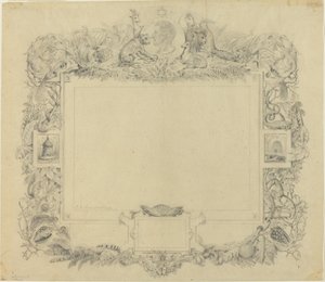 Entwurf für eine Bordüre mit einem Porträt von Baron Cuvier