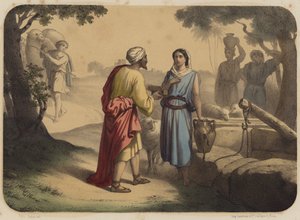 Eliezer und Rebekka von Jean Baptiste Auguste Leloir