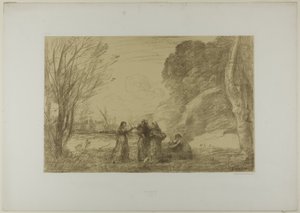 Eine Familie in Terracina von Jean Baptiste Camille Corot